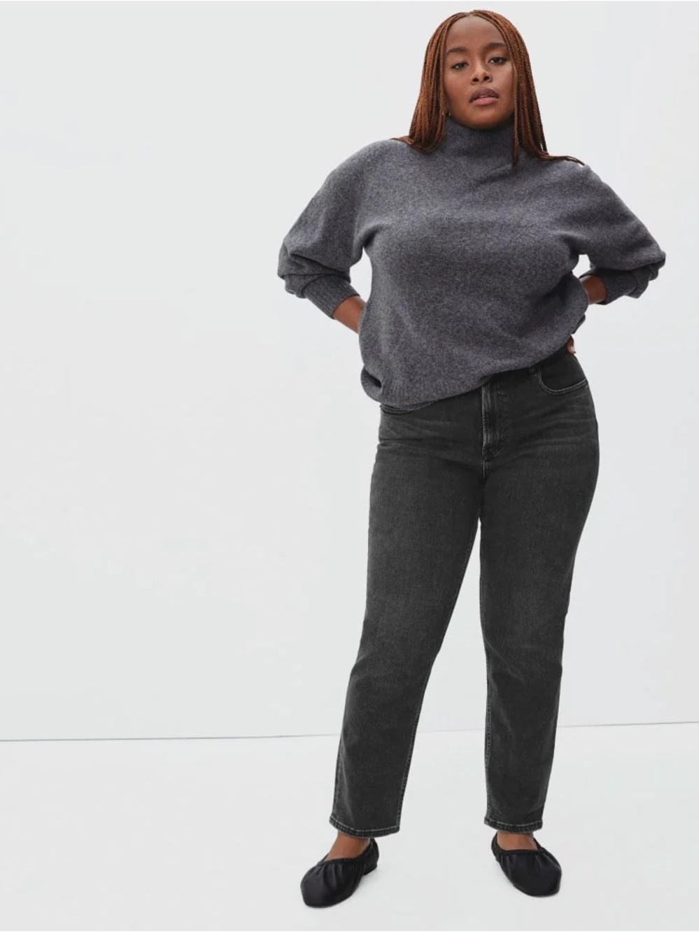 Everlane Women’s The Curvy Cheeky Straight Jean Washed Black 30 Ankle Denim